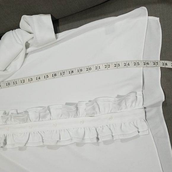 Tahari ASL Women's Ruffle Long Sleeve Blouse Size XL in White - Picture 8 of 11